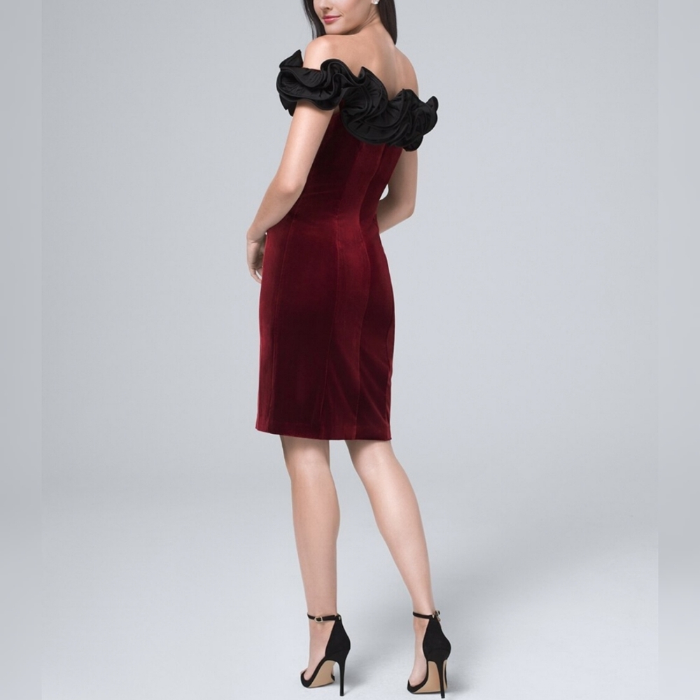 🔥Aidan Mattox Off the Shoulder Velvet Dress - Picture 6 of 16